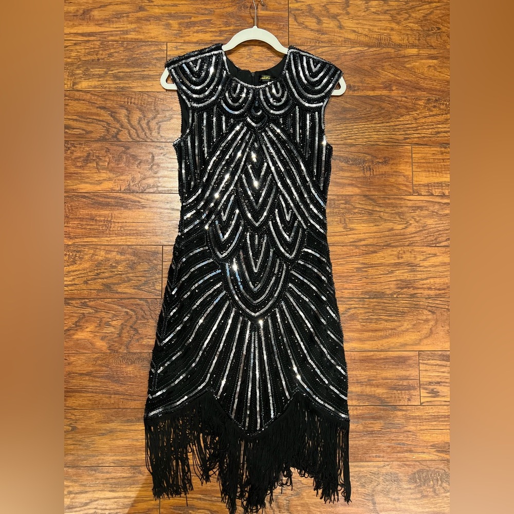 Elegant Black and Silver Beaded Dress